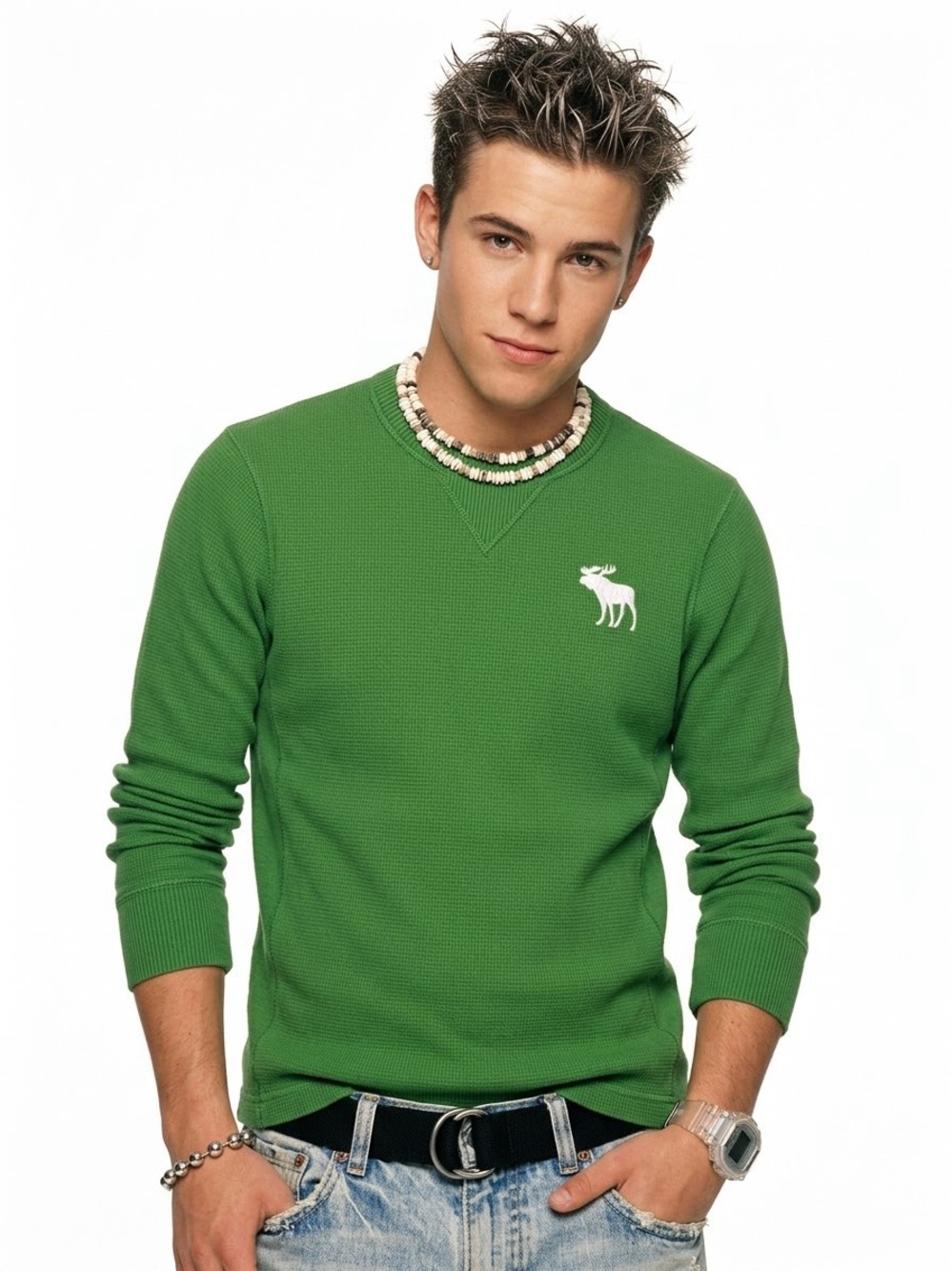 Y2K A&F Waffle Knit Muscle Tee Long Sleeve Preppy Collegiate Minimalist Tumblr